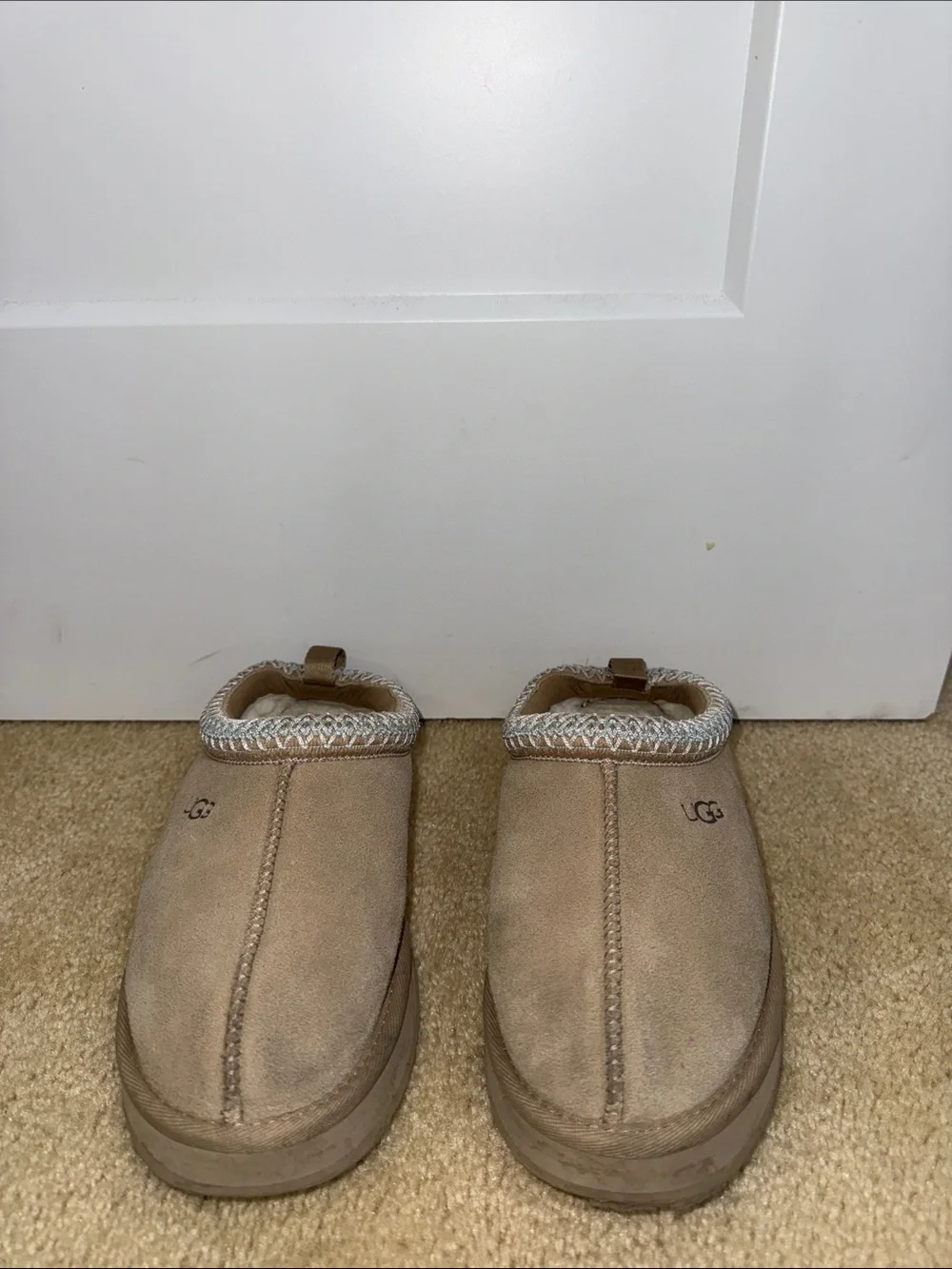 UGG Kids Tan Suede Slip-On Clog with Trim